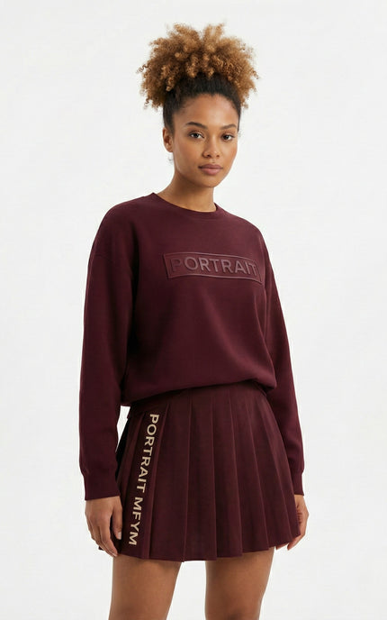 PORTRAIT Embossed Signature Sweatshirt – Burgundy