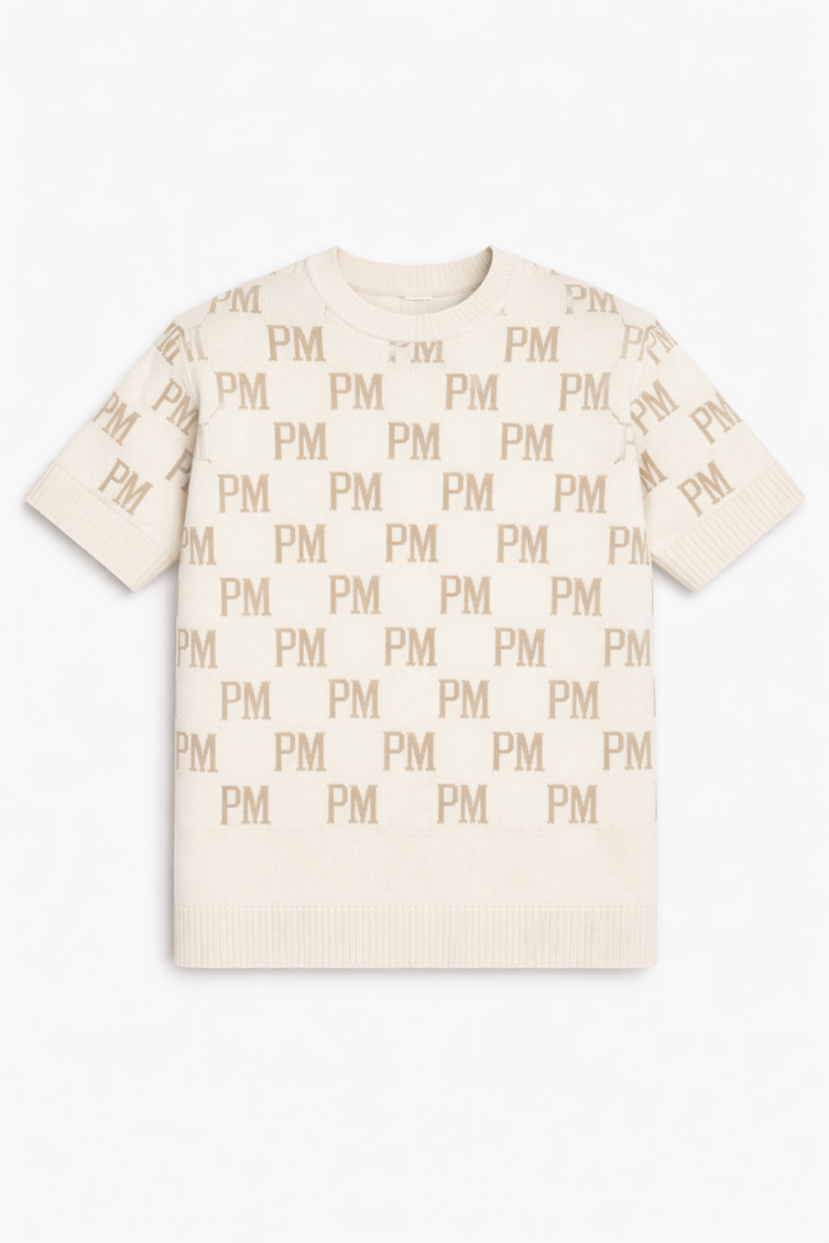 The PM Sandstone Monogram Knit Tee