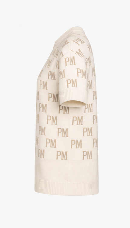 The PM Sandstone Monogram Knit Tee