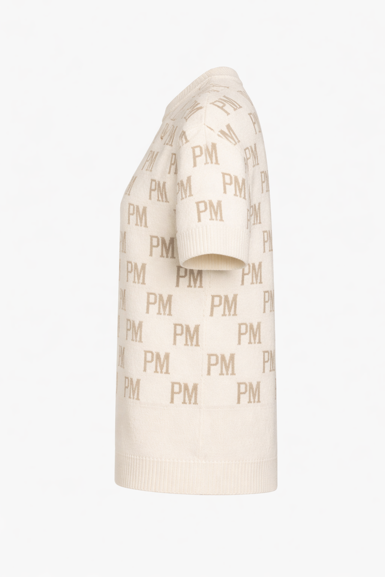 The PM Sandstone Monogram Knit Tee