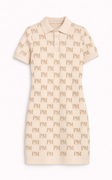 The PM Sandstone Monogram Polo Dress