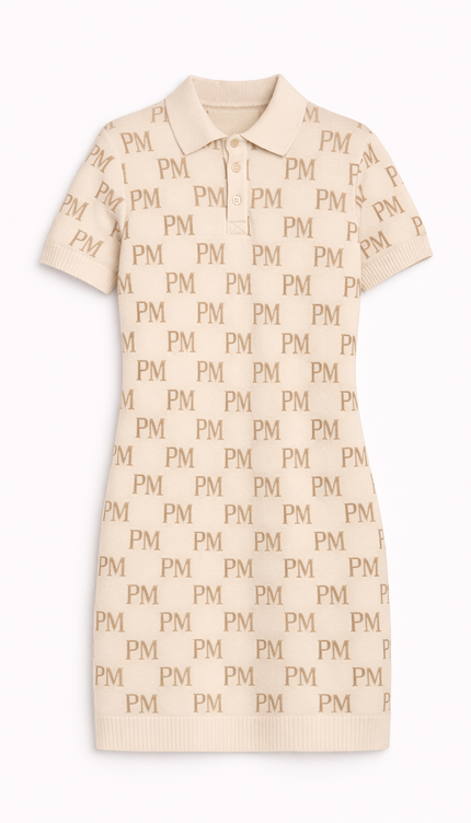 The PM Sandstone Monogram Polo Dress