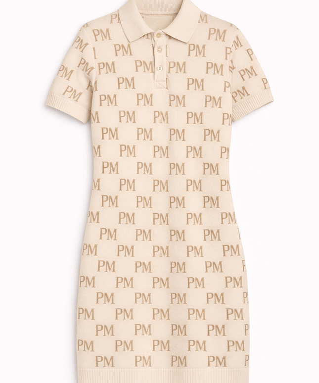 The PM Sandstone Monogram Polo Dress