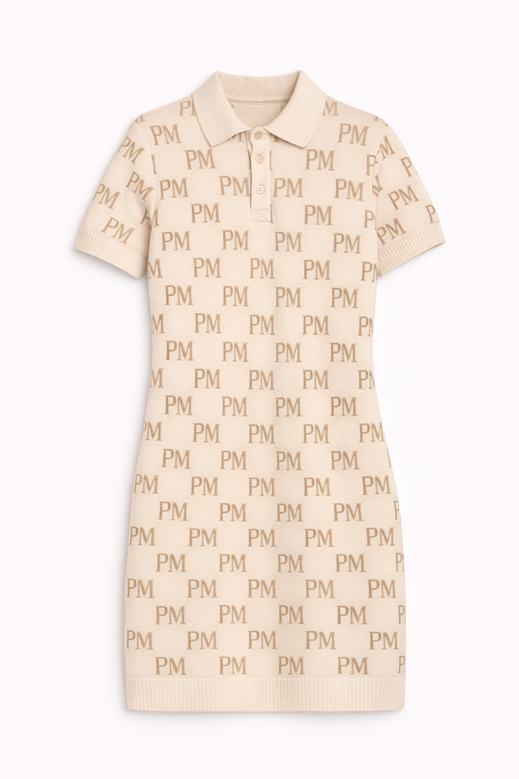 The PM Sandstone Monogram Polo Dress
