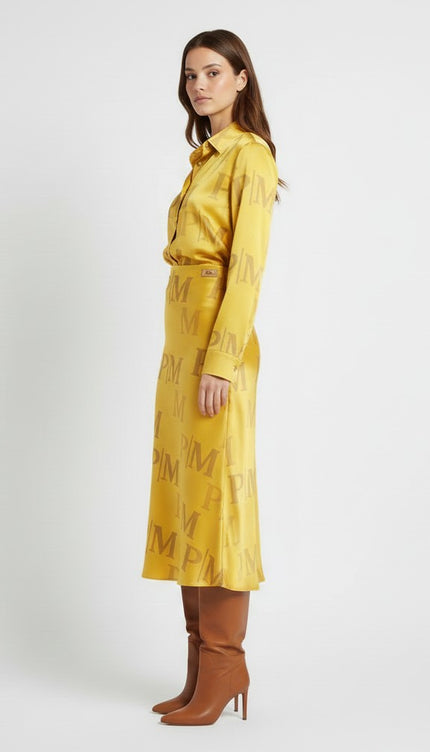 The PM Solar Satin Midi Skirt