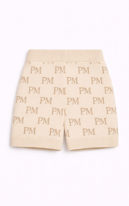 The PM Sandstone Monogram Knit Short