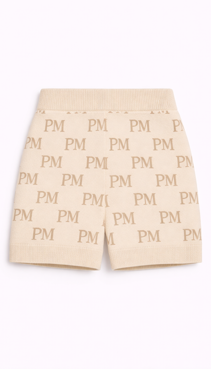 The PM Sandstone Monogram Knit Short