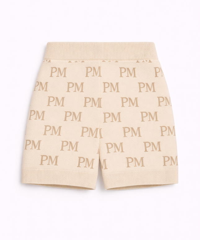 The PM Sandstone Monogram Knit Short
