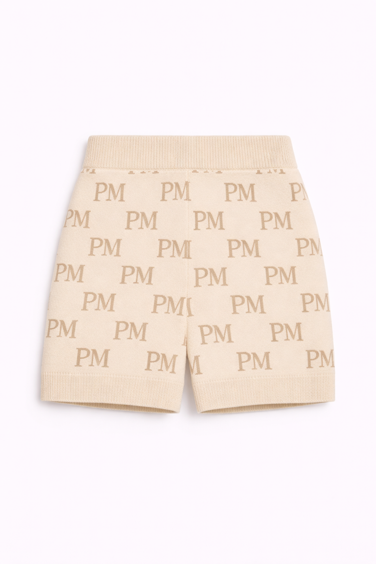 The PM Sandstone Monogram Knit Short