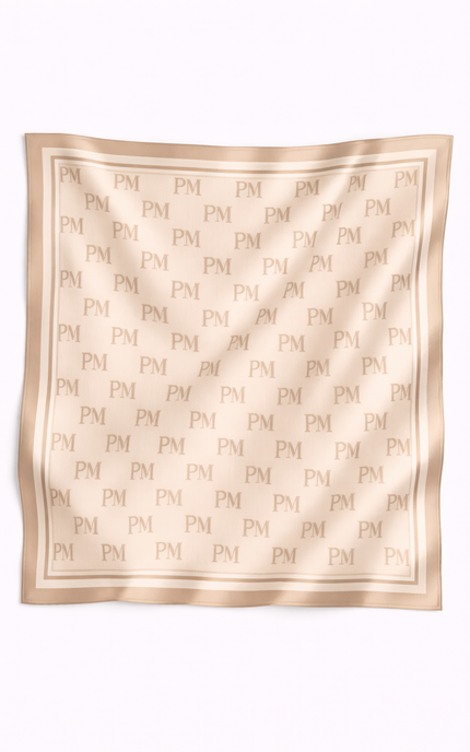 The PM Sandstone Monogram Silk Scarf