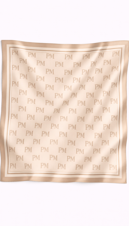 The PM Sandstone Monogram Silk Scarf