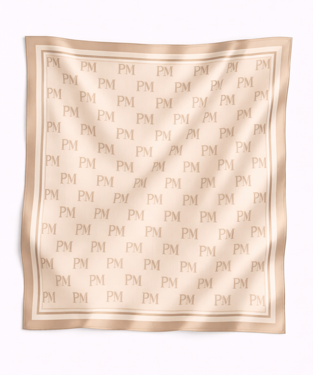 The PM Sandstone Monogram Silk Scarf