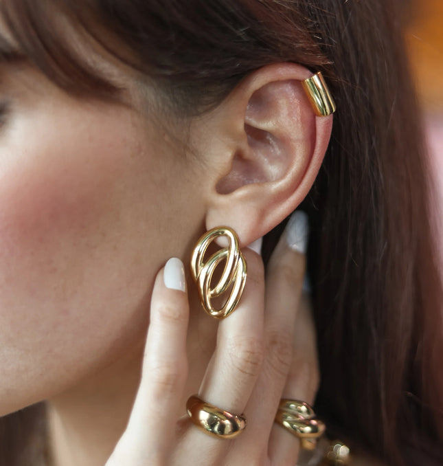 ECHO LINK EARRINGS IN 18K GOLD PLATE In Solid Stainless Steel 18K Gold-Plate