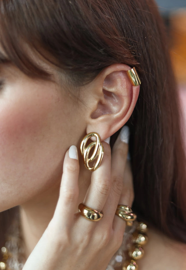 ECHO LINK EARRINGS IN 18K GOLD PLATE In Solid Stainless Steel 18K Gold-Plate