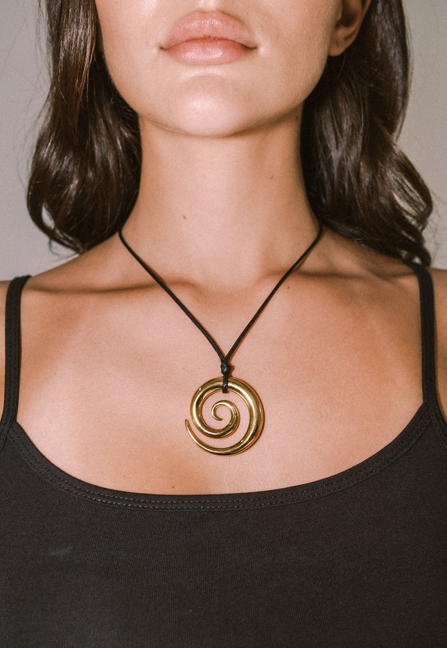 ETERNAL SPIRAL NECKLACE In Solid Non-Tarnish Stainless Steel With 18K Gold-Plate