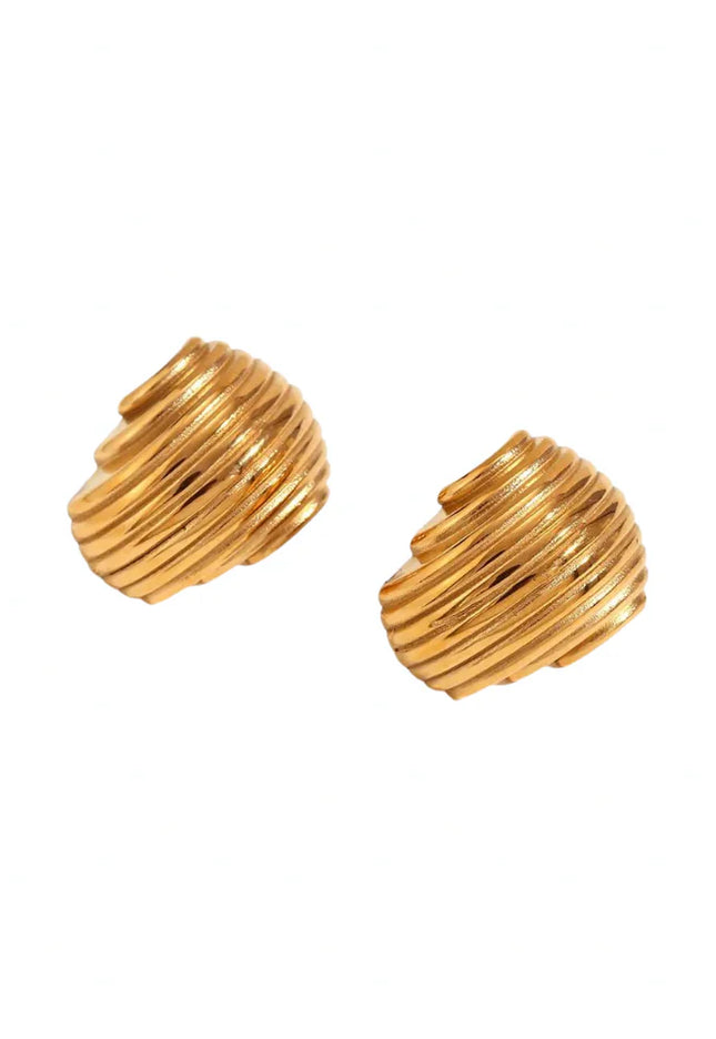 Gilded Wave Luxe Earrings – Sculpted Gold for Bold Expression - Made In Solid Non-Tarnish Stainless Steel With 18K Gold-Plate