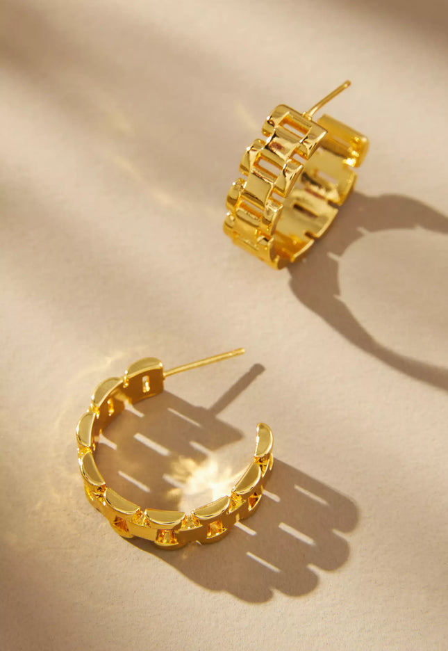 CLASSIC FRENCH LUXE HOOPS  In Solid Stainless Steel 18K Gold-Plate