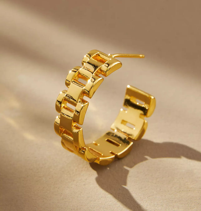 CLASSIC FRENCH LUXE HOOPS  In Solid Stainless Steel 18K Gold-Plate