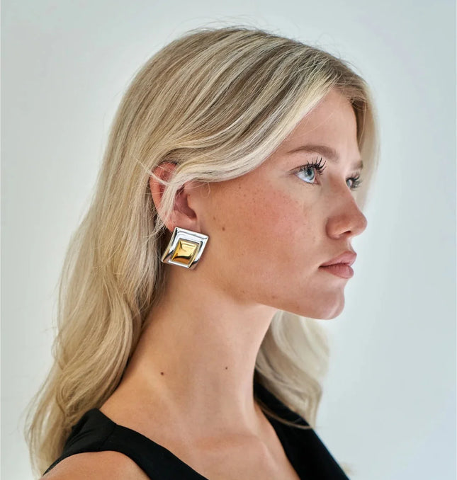 Edgy Echo Squares - Earrings
