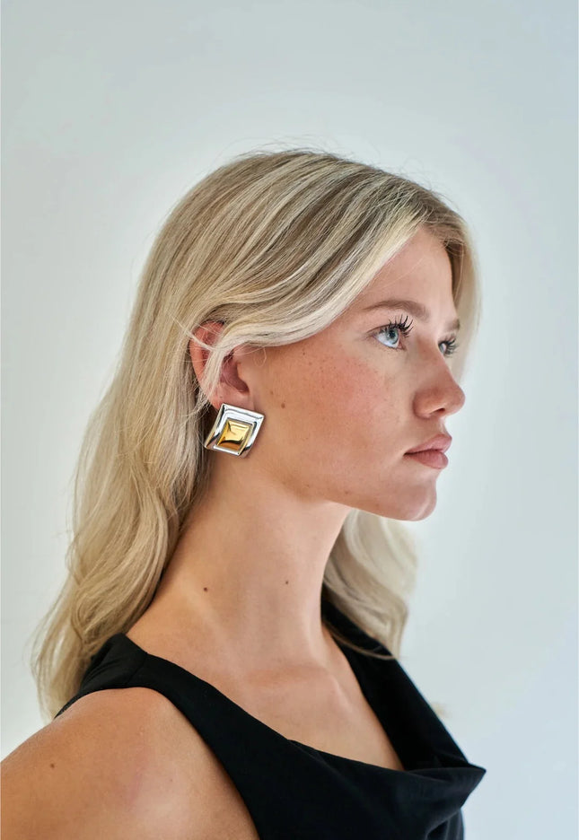 Edgy Echo Squares - Earrings