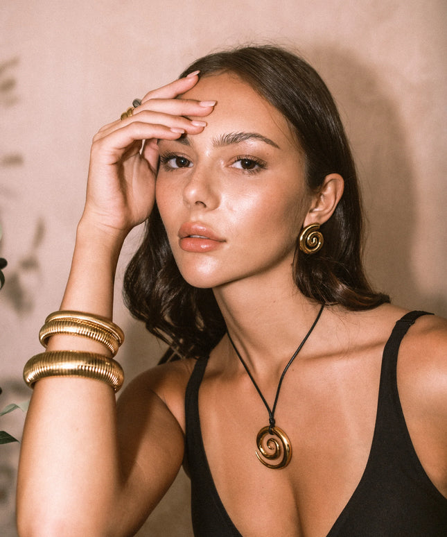 ETERNAL SPIRAL NECKLACE In Solid Non-Tarnish Stainless Steel With 18K Gold-Plate