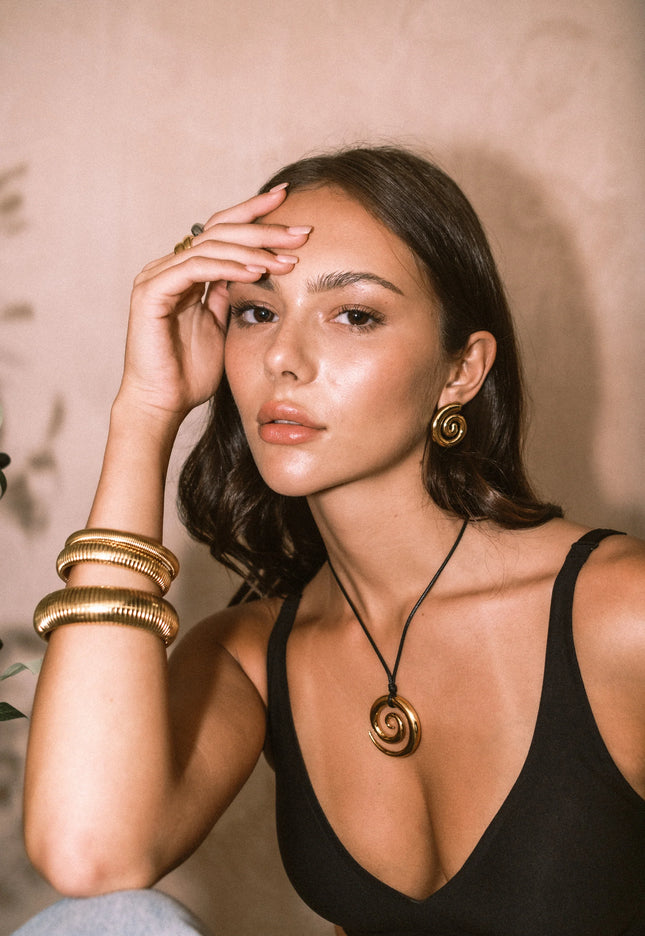 ETERNAL SPIRAL NECKLACE In Solid Non-Tarnish Stainless Steel With 18K Gold-Plate