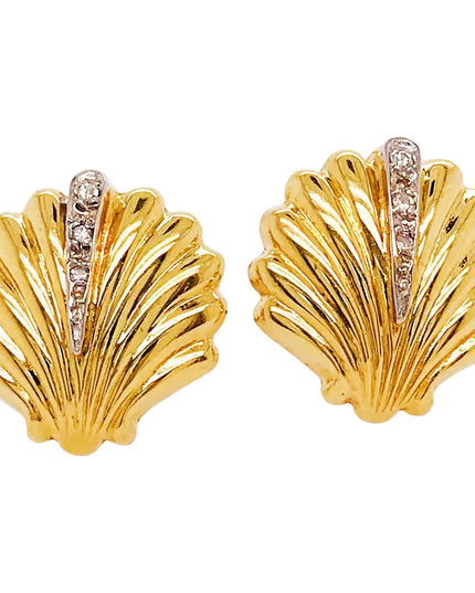 SIREN STUD EARRINGS – DIAMOND SHELL EDITION In Solid Stainless Steel With 18K Gold-Plate