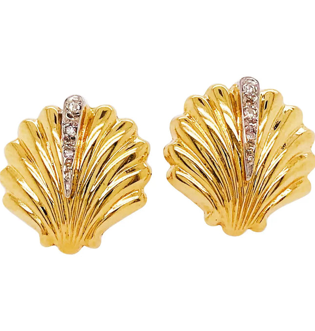 SIREN STUD EARRINGS – DIAMOND SHELL EDITION In Solid Stainless Steel With 18K Gold-Plate
