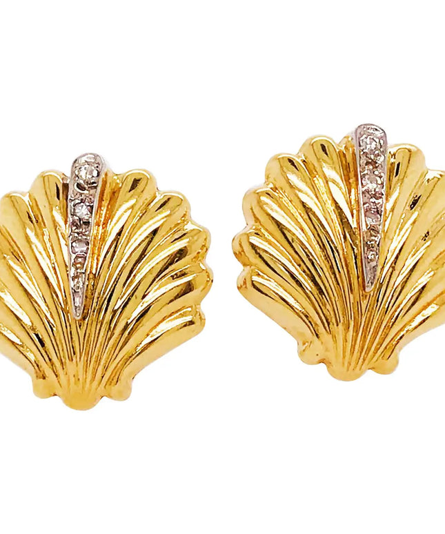 SIREN STUD EARRINGS – DIAMOND SHELL EDITION In Solid Stainless Steel With 18K Gold-Plate