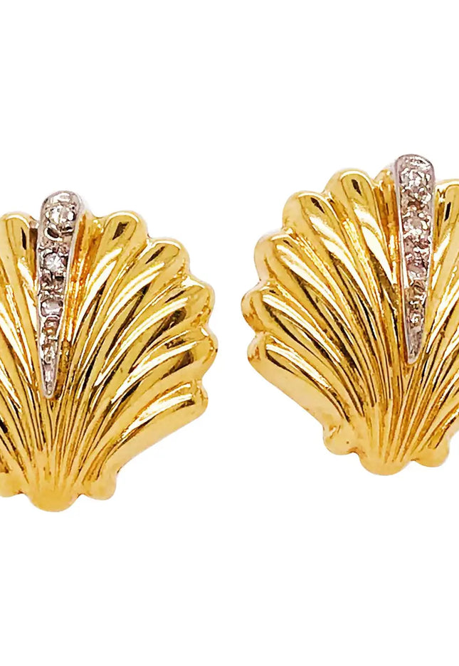 SIREN STUD EARRINGS – DIAMOND SHELL EDITION In Solid Stainless Steel With 18K Gold-Plate