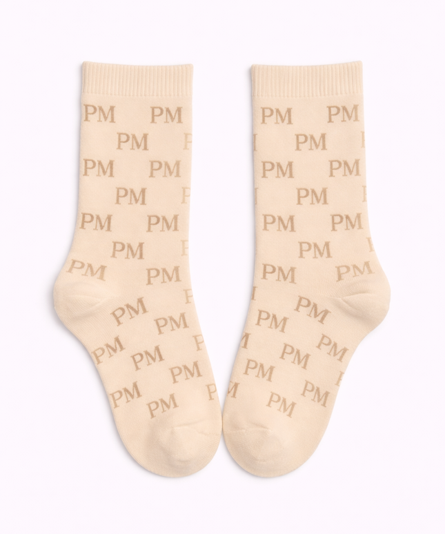 The PM Sandstone Monogram Sock