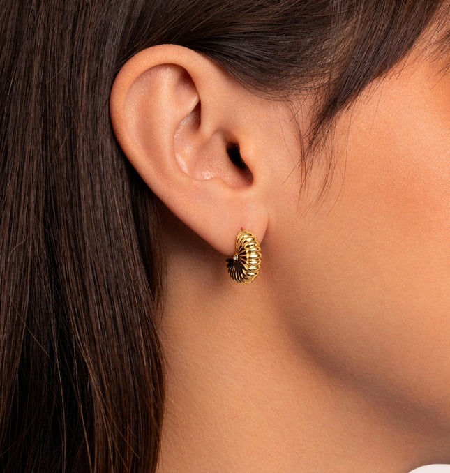 GOLDEN FOLD EARRINGS – MINI STATEMENT  In Solid Stainless Steel With 18K Gold-Plate