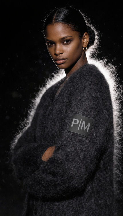 The P|M "SMOKE" Brushed Mohair Cardigan - Graphite Edition