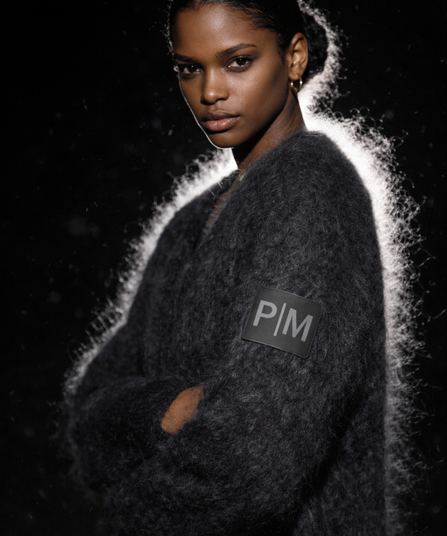 The P|M "SMOKE" Brushed Mohair Cardigan - Graphite Edition
