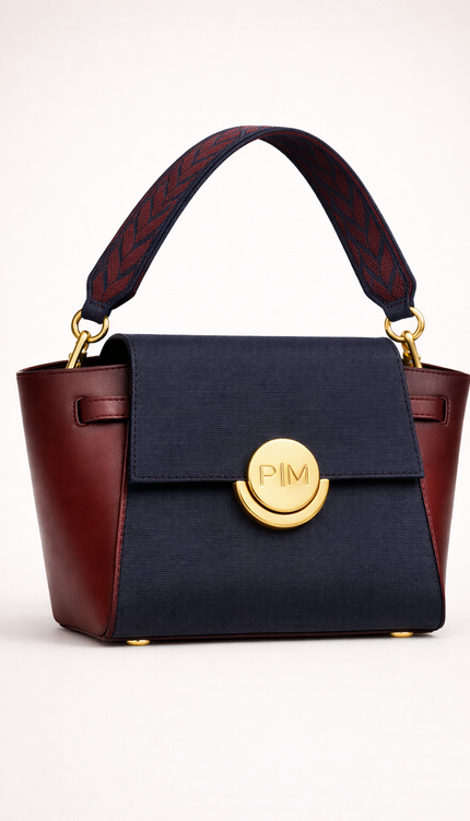 P|M COMPOSED Top Handle - Midnight & Bordeaux Mixed-Media