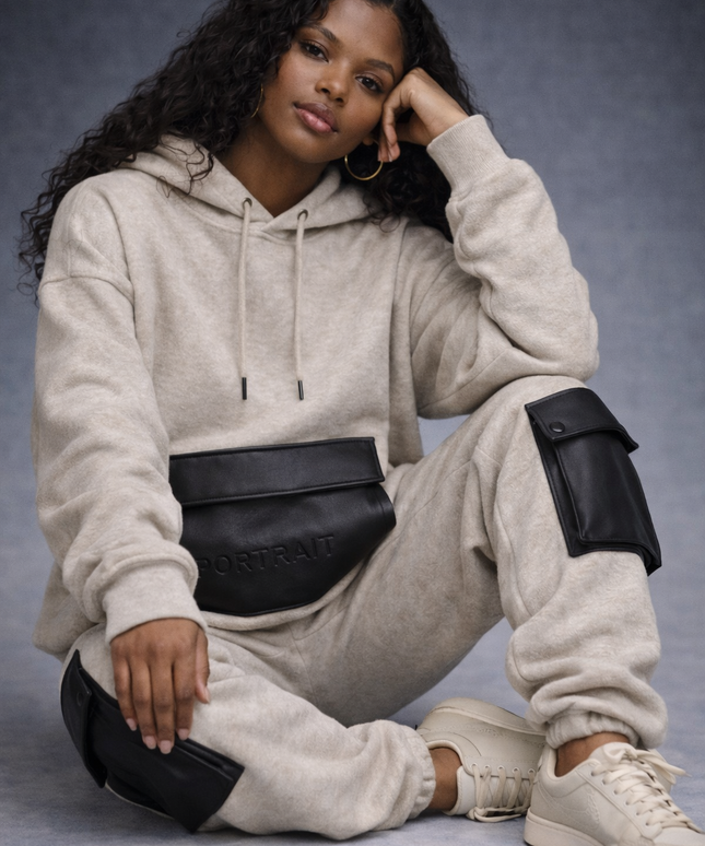 The P|M Atelier Leather-Pocket Jogger - Oatmeal Edition