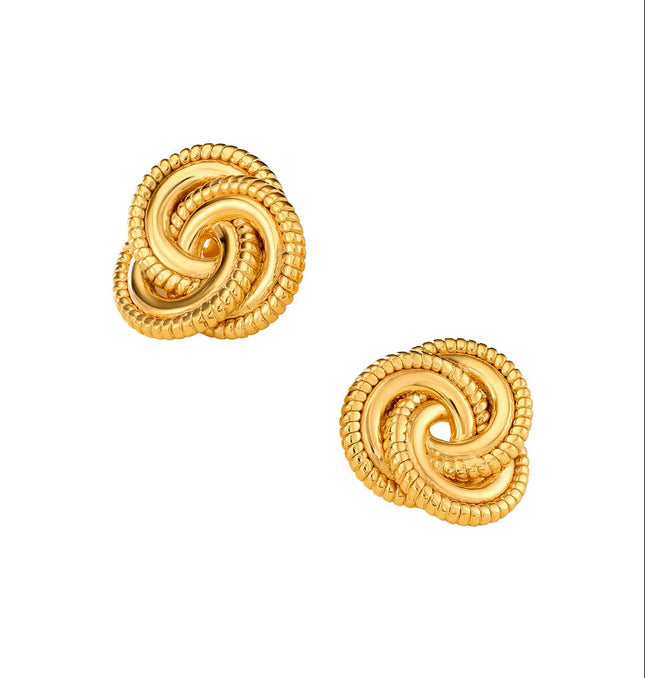 Éclat Doré Knot Stud Earrings In Solid Stainless Steel With 18K Gold Plate