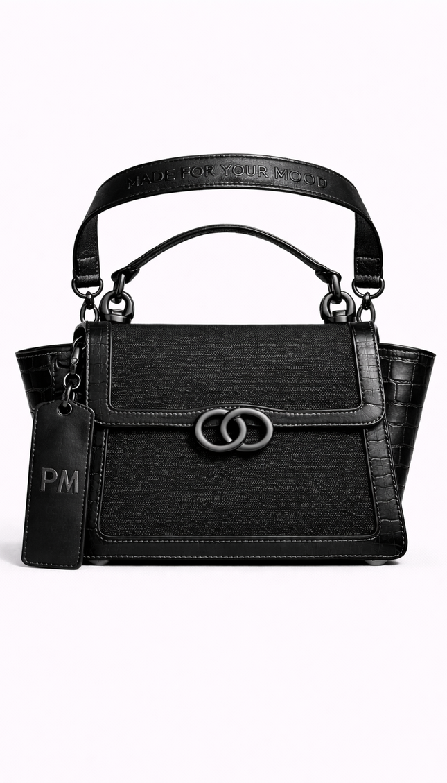 P|M ALLURE Top Handle - Noir Croc-Embossed Edition