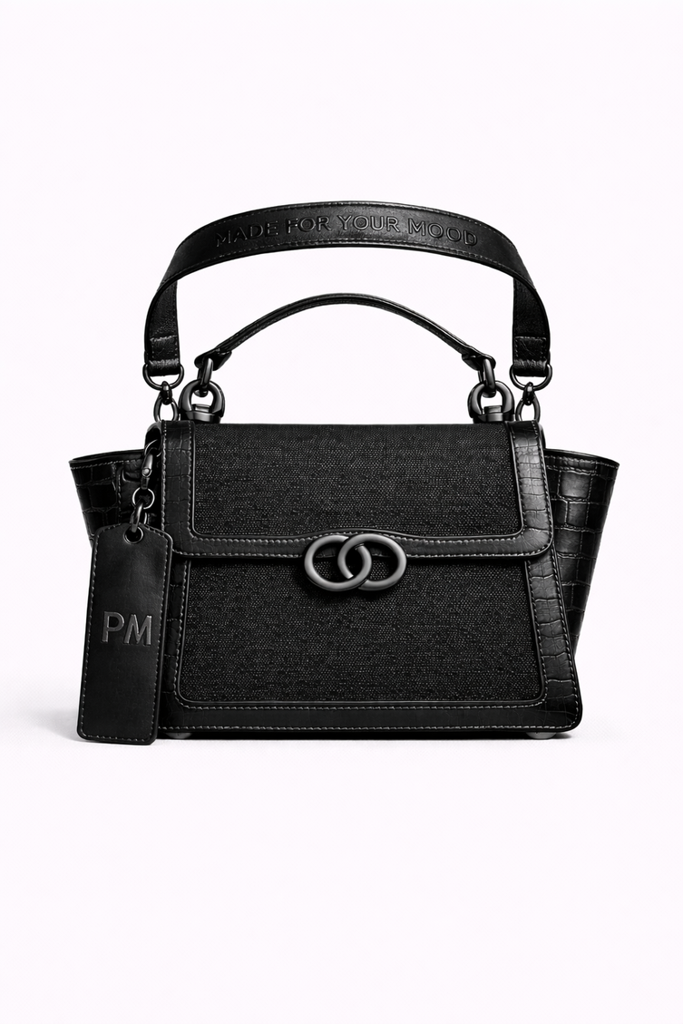 P|M ALLURE Top Handle - Noir Croc-Embossed Edition