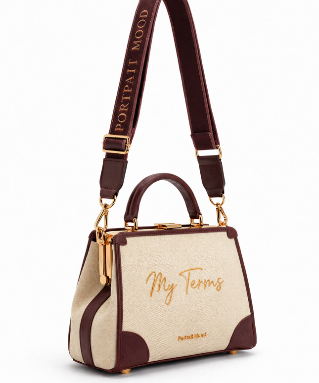 The P|M Aura Frame Top Handle - Cream & Mahogany My Terms Edition