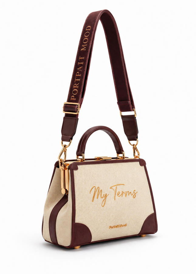 The P|M Aura Frame Top Handle - Cream & Mahogany My Terms Edition