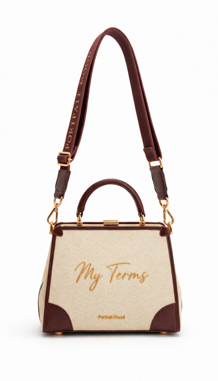 The P|M Aura Frame Top Handle - Cream & Mahogany My Terms Edition