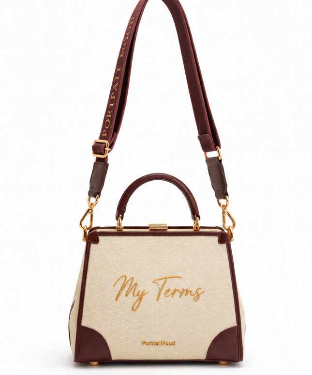 The P|M Aura Frame Top Handle - Cream & Mahogany My Terms Edition