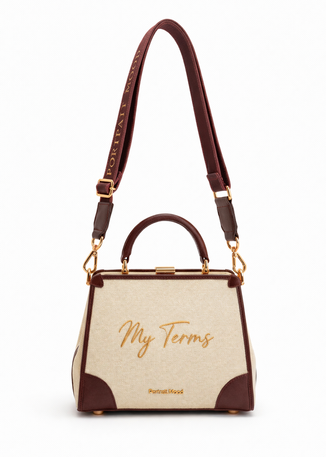 The P|M Aura Frame Top Handle - Cream & Mahogany My Terms Edition