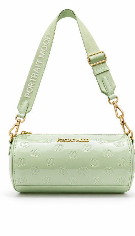 The P|M Aura Cylinder Bag - Pistachio Patent Today's Mood Edition