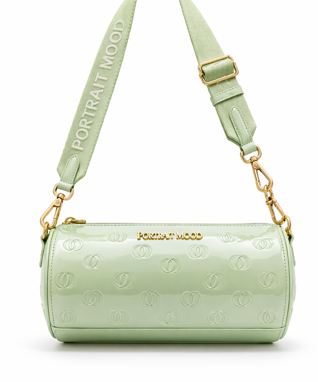 The P|M Aura Cylinder Bag - Pistachio Patent Today's Mood Edition