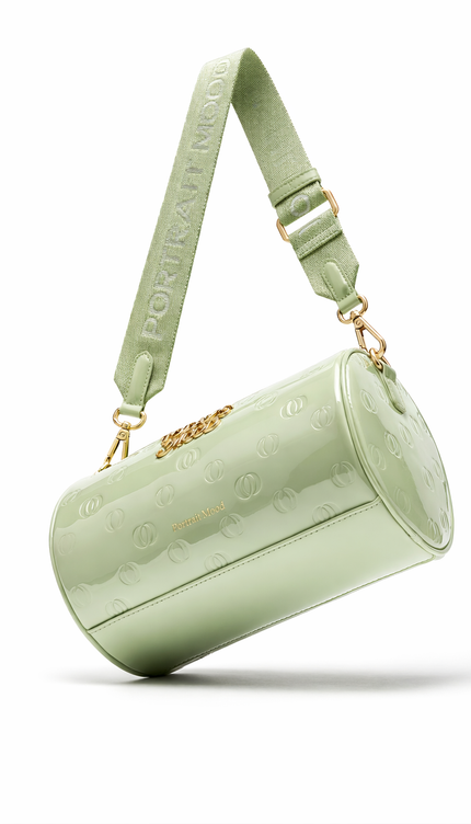 The P|M Aura Cylinder Bag - Pistachio Patent Today's Mood Edition