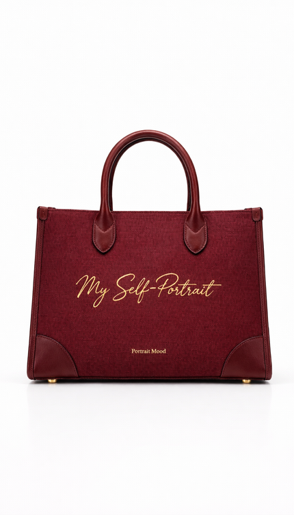 The P|M Self-Portrait Structured Tote - Bordeaux Edition