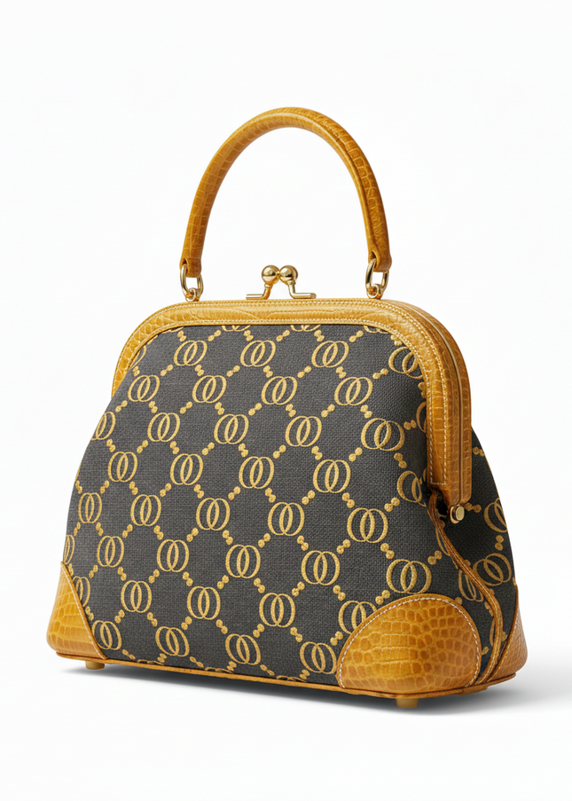 The P|M Aura Frame Top Handle - Sable Link & Amber Croc Edition