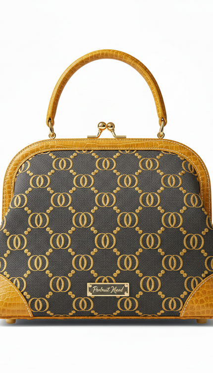 The P|M Aura Frame Top Handle - Sable Link & Amber Croc Edition